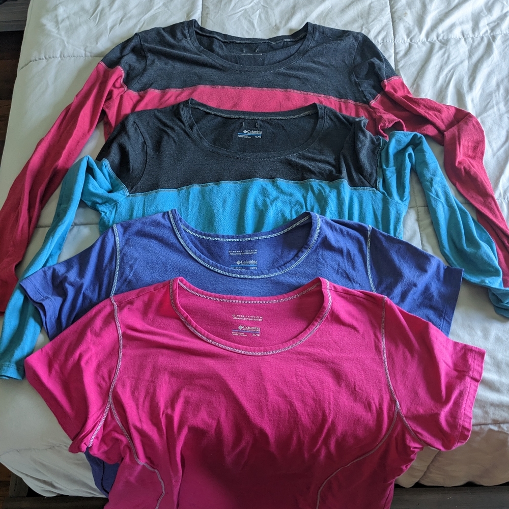 Lot of 4 Columbia shirts (pink, blue, purple)